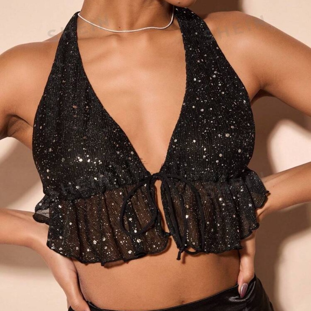 NEVER WORN, just hung. Black sparkly. SHEIN